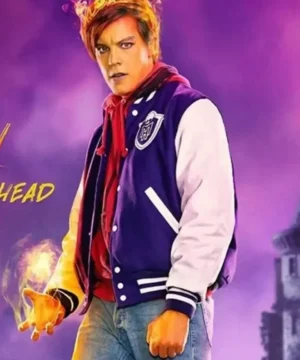 Justin Derickson Monster High The Movie varsity jacket featuring classic letterman design, premium fabric, and iconic film-inspired style