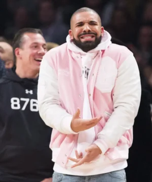 Drake OVO Valentine’s Day varsity pink jacket with romantic streetwear design