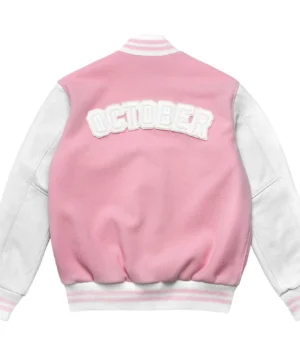 OVO Valentine’s Day pink varsity jacket for men and women street fashion
