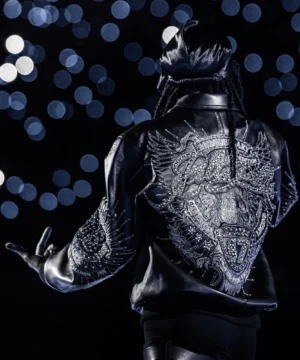 47th Anniversary Pelle Pelle jacket worn by Playboi Carti with structured fit, luxury craftsmanship, and standout urban style