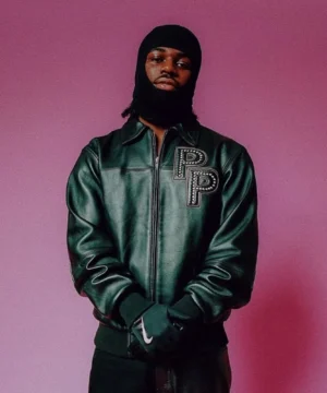 Stone black Pelle Pelle leather jacket worn by 4Batz with sleek fit, durable craftsmanship, and iconic urban fashion appeal