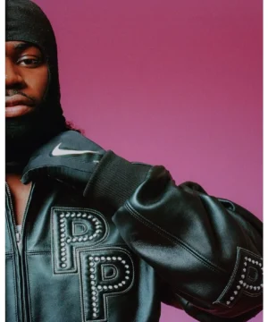 Pelle Pelle stone black leather jacket inspired by 4Batz combining classic craftsmanship with modern streetwear aesthetics