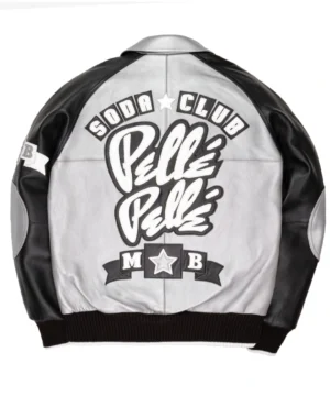 Callmegt Pelle Pelle jacket in Classic Soda Club silver edition showcasing bold design and contemporary streetwear aesthetics