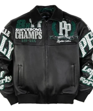 Meek Mill Eagles Pelle Pelle jacket showcasing a structured fit, high-quality materials, and urban fanwear look