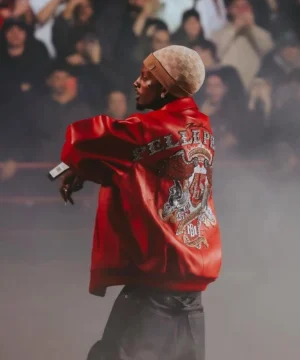 Vulture Listening Party Pelle Pelle jacket worn by Playboi Carti with sleek fit, luxury craftsmanship, and celebrity fashion appeal