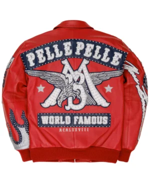 LiAngelo Ball Rolling Loud Pelle Pelle jacket in red showcasing a sleek fit and luxury streetwear aesthetics