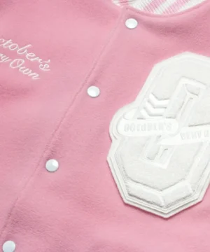 OVO inspired Valentine’s Day varsity jacket in soft pink color