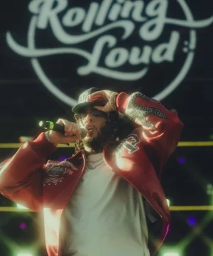 Rolling Loud red Pelle Pelle jacket inspired by LiAngelo Ball combining classic urban fashion with celebrity flair