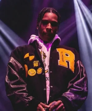 ASAP Rocky Testing in Progress letterman varsity jacket street fashion look