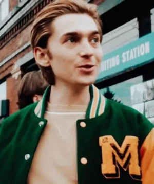 Tommy Milner signature Scary Stories to Tell in the Dark varsity jacket showcasing high-quality material, bold detailing, and stylish collegiate outerwear aesthetics