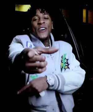 YoungBoy Lil Durk wool and leather varsity jacket inspired by hip hop fashion