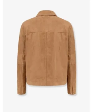 Celebrity‑style Lionel Richie brown suede jacket from American Idol S24 showcasing sleek silhouette and refined texture