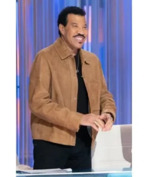 Lionel Richie American Idol S24 brown suede jacket featuring classic celebrity‑inspired design and premium outerwear styling
