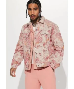 American Idol Season 24 Trew The Star pink tapestry trucker jacket with vibrant colors and unique outerwear appeal