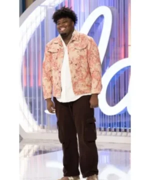 Trew The Star American Idol S24 pink tapestry trucker jacket featuring bold patterned design and fashion‑forward style