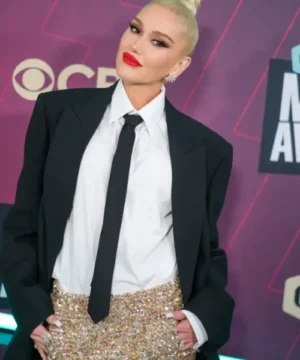 Women’s Gwen Stefani style black blazer elegant structured office and evening wear outfit