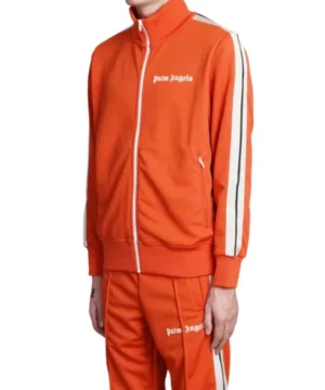 Orange tracksuit worn by Marcus Scribner on Grown-ish S06, fashionable TV show fan apparel