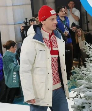 “Olympic Games Ansgar Evensen winter jacket with premium outerwear fabric and sleek sports fashion look.”