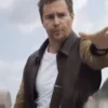 Sam Rockwell Argylle 2024 brown leather jacket featuring a sleek fit and movie-inspired fashion style