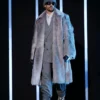 “Bad Bunny Super Bowl LX halftime show fur coat with oversized grey faux fur design inspired by the artist’s iconic performance look.”