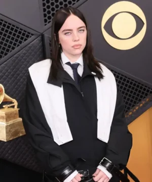 Billie Eilish 68th Annual GRAMMY Awards jacket featuring bold celebrity red carpet style and statement outerwear