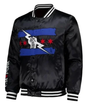 Celebrity‑inspired CM Punk bomber jacket showcasing classic silhouette and contemporary urban look