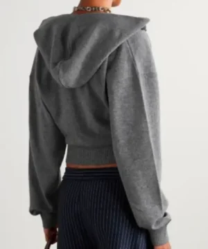 Celebrity-inspired Caitlin Clark cropped hooded sweater, high-fashion sports fan apparel