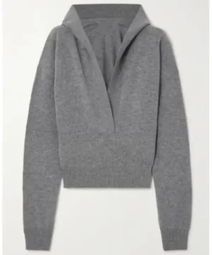 Cropped hooded wool sweater by Caitlin Clark, trendy basketball fan fashion