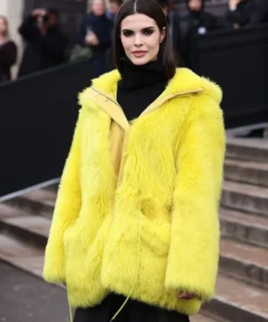Carolina Mendes Paris Fashion Week fur jacket, luxury celebrity-inspired runway outerwear