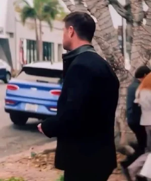 Chris Hemsworth film Crime 101 black jacket modern minimalist fashion coat
