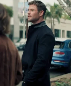 Chris Hemsworth Crime 101 black jacket movie inspired men’s casual outerwear