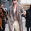 Chris Hemsworth NYC grey coat featuring a refined celebrity-inspired design and modern winter outerwear style