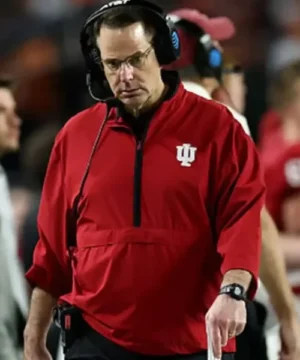 Curt Cignetti 2025 Playoffs Hoosiers red jacket featuring bold team-inspired design and premium fan apparel styling