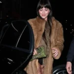 Dakota Johnson Paris Fashion Week Fur Coat