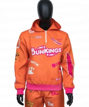 Super Bowl commercial Ben Affleck DunKings tracksuit inspired by Dunkin’ ad with statement graphic design