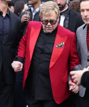 Paris Fashion Week Elton John blazer, stylish high-fashion celebrity look