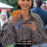 Emily In Paris S05 Lily Collins Puff Sleeve Striped Shirt