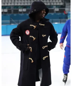 “Milano Cortina 2026 Winter Olympics Erin Jackson coat with premium winter fabric and athletic Olympic-style outerwear look.”