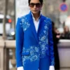 Farnoush Hamidian blue floral printed blazer, stylish designer women’s fashion jacket