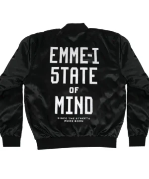 EMME-I State of Mind Guè black jacket showcasing minimalist styling and premium casual outerwear