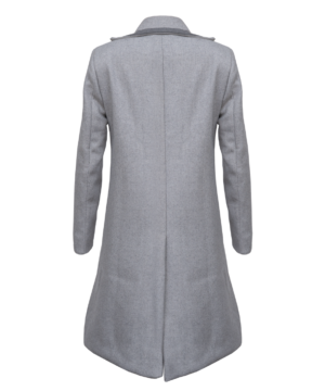 “Larissa grey coat from Wednesday series, stylish TV show jacket for fans, cosplay, and themed events.”