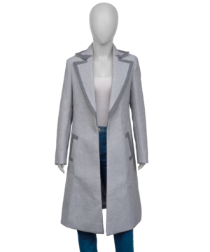 “Official Larissa grey coat worn by Principal in Wednesday, perfect cosplay or fan fashion jacket.”
