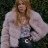 High Potential Season 2 Morgan Gillory fur jacket worn in the TV series, featuring a stylish faux fur design and winter fashion look.