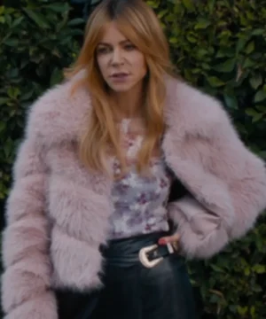 High Potential Season 2 Morgan Gillory fur jacket worn in the TV series, featuring a stylish faux fur design and winter fashion look.