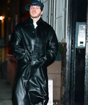 NYC 2026 Jack Harlow black leather coat with premium finish, modern silhouette, and bold urban fashion appeal