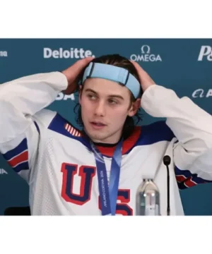 Official Team USA Winter Olympics ice hockey jersey Jack Hughes authentic Olympic game jersey