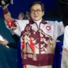 Jackie Chan 2026 Winter Olympics flame jacket inspired by Olympic Torch Relay outerwear white athlete style jacket