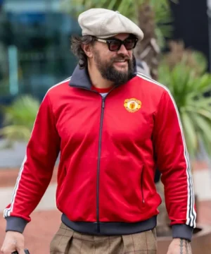 Jason Momoa Manchester United jacket featuring a bold sporty design with celebrity-inspired streetwear style