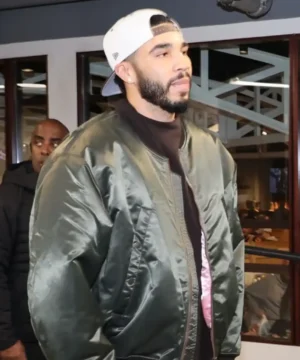 Jayson Tatum Boston Celtics vs Chicago Bulls Jacket worn during NBA game, stylish basketball fan outerwear