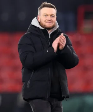 Kim Hellberg Sky Bet Championship puffer jacket featuring a sleek insulated design with modern football sideline style